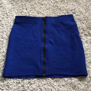 Blue Zipper Mini Skirt